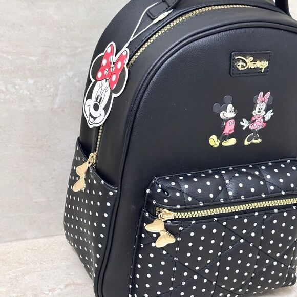 Disney Mickey Mouse & Minnie Mouse Faux Leather Backpack - Picture 3 of 5